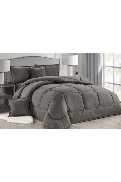 Roshen طقم لحاف مفرش فندقي سرير نفر ملكي ومريح وناعم 4 قطع مفرد سادة مقاس الل...