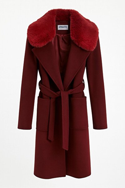 AXXAN Жіночий хутряний пальто з поясом, кишенями та підкладкою