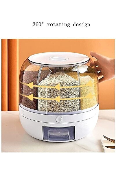 Hope Dry Food and Pulses Organizer 360 Degree Rotatable 6-Compartment Airtight Storage Box