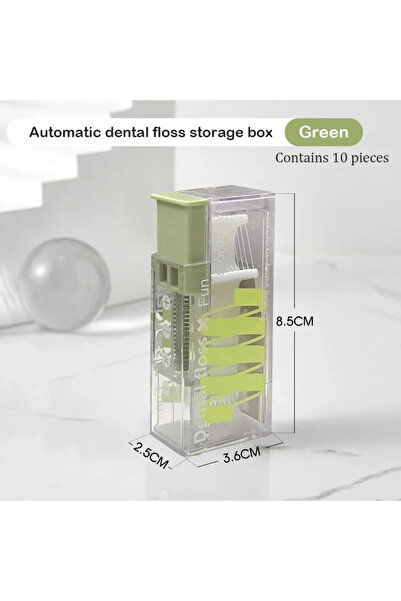 Choice11 Green-1PC 10Sets Portable Floss Holder Automatic Ejectable Includes 10Pcs Floss Organizer Press-on C