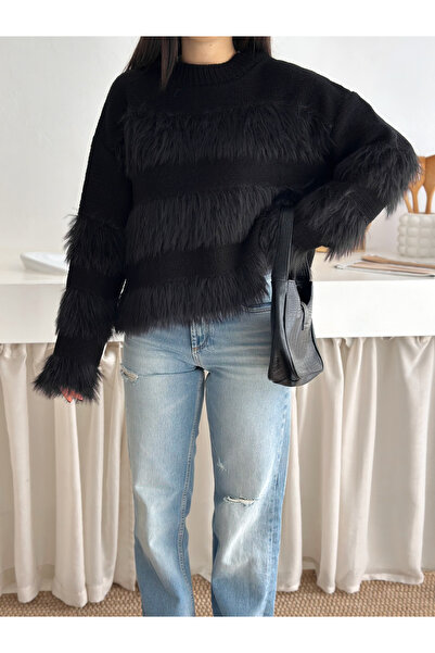 sportiness Pulover din tricot cu textura moale din material pentru barbă