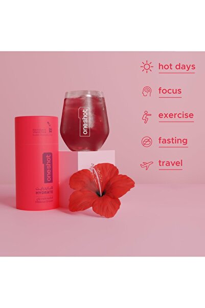 One Shot oneshot Hydrate - Electrolyte Hydration | No sugar,42 Sticks, ruman+passion+hibiscus
