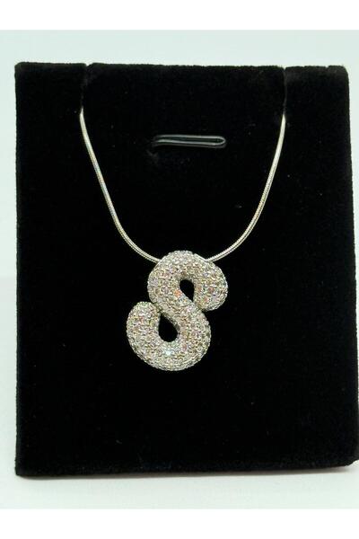NG TAKI GÜZELLİK NG Kadın Gümüş Renk S Harfli Kolye, Parlak Taşlı, Zarif Takı...