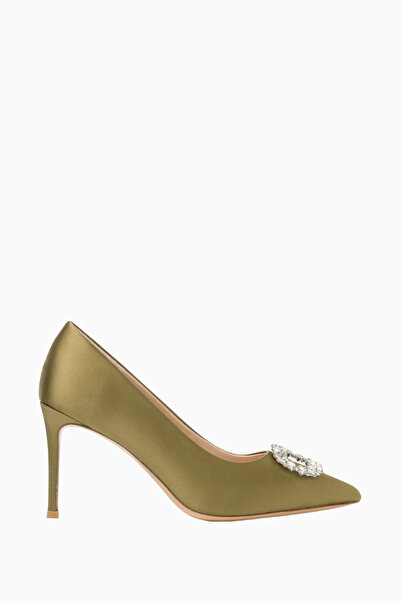 NASS Nova 90 Khaki Crystal Embroidered Luxury, Satin Pointed Toe High Heel St...