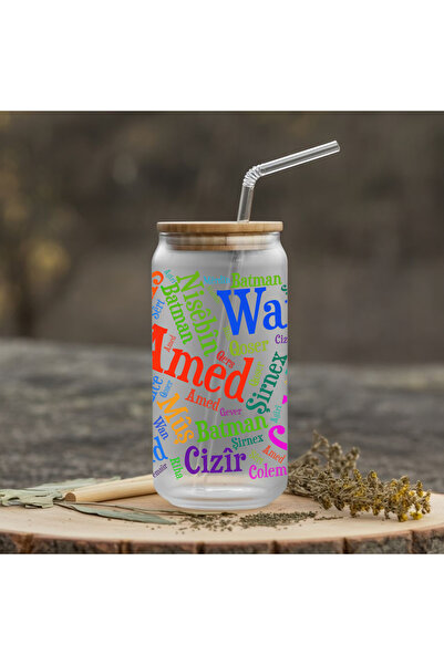 ZERYA Kurdistan City Names Themed Water Milk Juice Glass Water Bottle with Straw - Amed Water Bottle (600 ml)