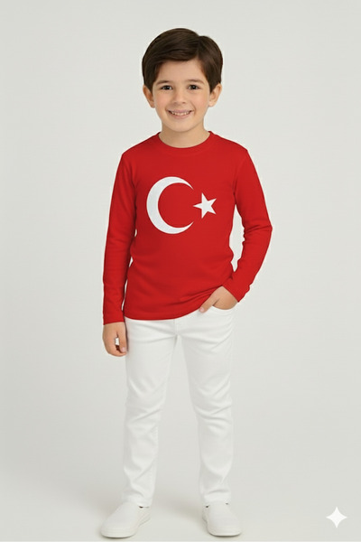 Nacar Erkek Çocuk Uzun Kol Türk Bayraklı Tshirt&Pantolon 2li Takım 29 Ekim Gösteri Kıyafeti