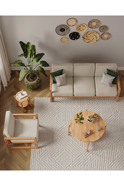 Quppa Home İskandinav Tarzı Masif Ahşap Orta Sehpa 60x60