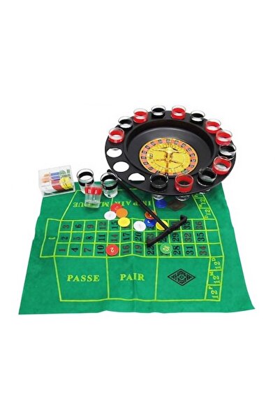 Optim Solution Ruletă de joc de băut cu pahare de shot și tablă de Blackjack,