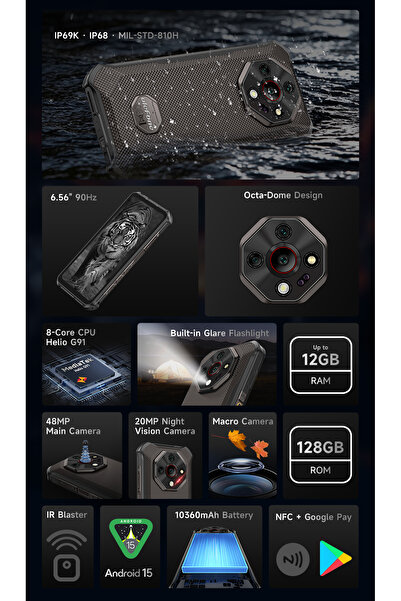 ULEFONE ARMOR X16|6gb ram 128gb rom|10360mAh Battary|6.56" hd+ screen|Triple Camera|android 15|nfc