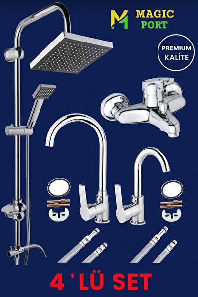 MAGIC PORT 4'' LÜ SET ROBOT YAĞMURLAMA TEPE DUŞ BANYO SETİ LÜX ROBOT DUŞ SETİ...