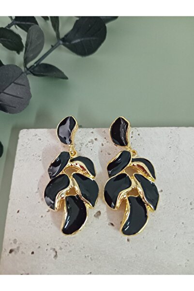 mos&more Black Leaf Model Women's Earrings