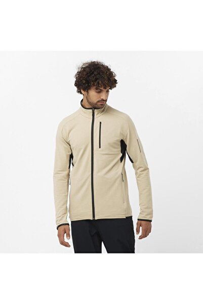 Salomon ESSENTIAL LIGHTWARM Erkek Tam Fermuar Polar WHITE PEPPER LC2224800