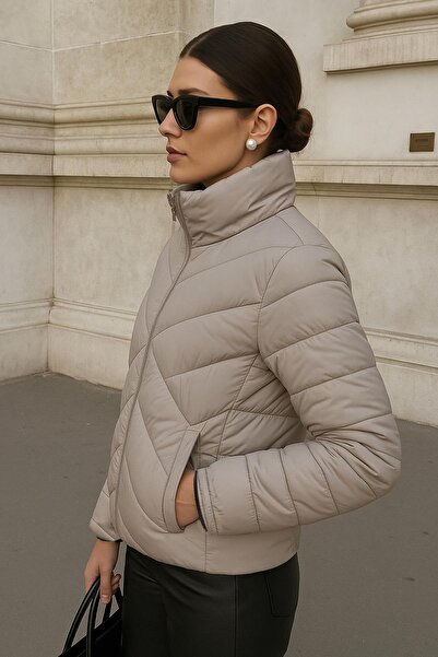 Delpino Su ve Rüzgar Geçirmez Casuel Günlük Kadın İnce Şişme Mont