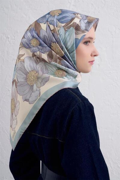 Armine Eșarfă de mătase Tivil IST 9403 - 35 Ecru Motiv Floral