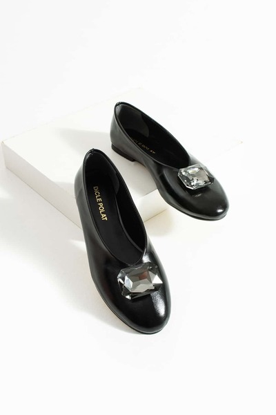 diclepolat حذاء باليرينا مريح بتفاصيل حجرية سوداء للنساء من فلورنس