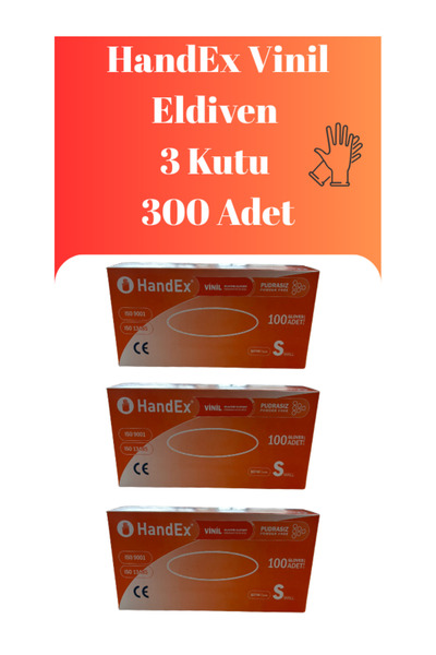 Handex Vinil Muayene Eldiveni S Beden 3 Adet