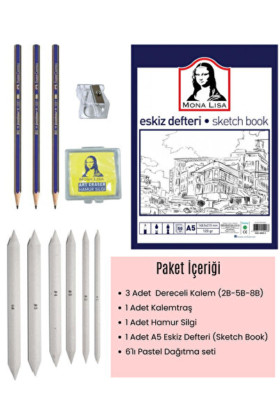 Nuasya Kara Kalem Eskiz Defteri & Pastel Dağıtıcı Çizim Seti – Tam Takım Karakalem Seti, Sanat ve Hobi için