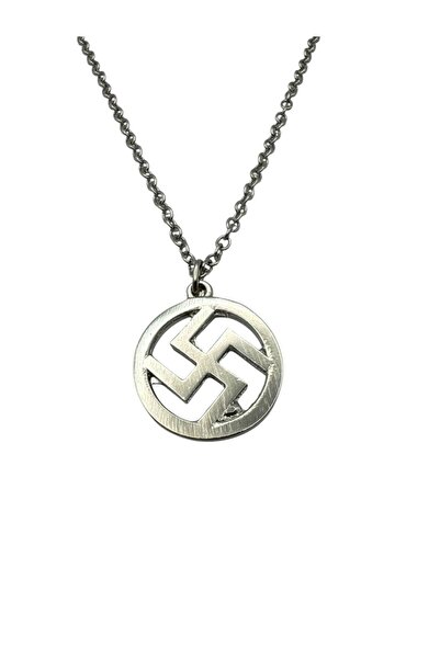 Herşey Nota قلادة للجنسين على شكل دائرة رمادية اللون تحمل رمز الحظ والبركة ال...