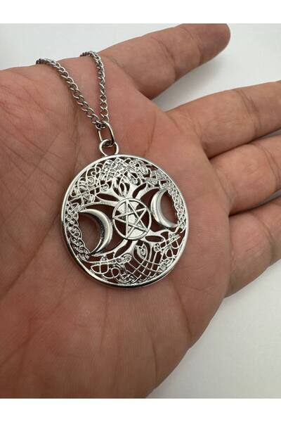 Yuchicly Women's Men's Necklace with Triple Moon Goddess and Tree of Life Fig...