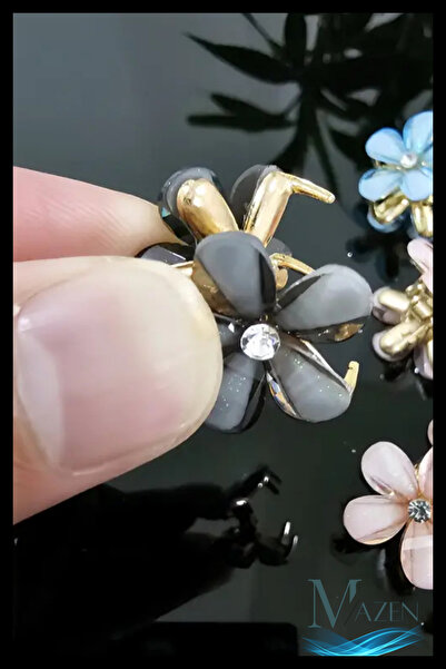 MAZEN 2 bucăți de cataramă mică cu figuri de flori colorate |   Strălucitor cu pietre aplicate |   Agrafă de păr 2 cm