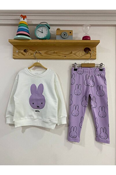 Kids Rabbit Printed Purple Color Top and Bottom Set