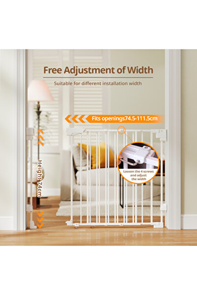 Fun Moment Automatic Closing Metal Baby Safety Gate, Maximum Height up to 111.5 cm