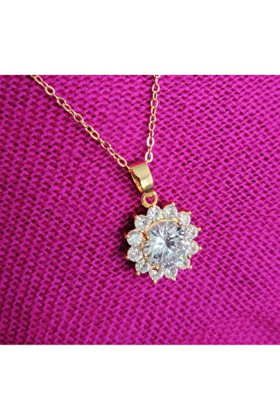 Nurtakı Shiny Stone Double Layered Stone Chain Steel Necklace