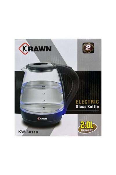 KRAWN غلاية ماء زجاجية سعة 2 لتر