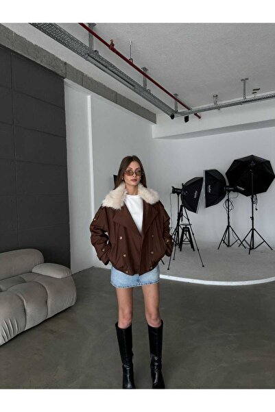 MODA DURAĞI Kruvaze Yaka Kısa Trençkot Kemer Detaylı