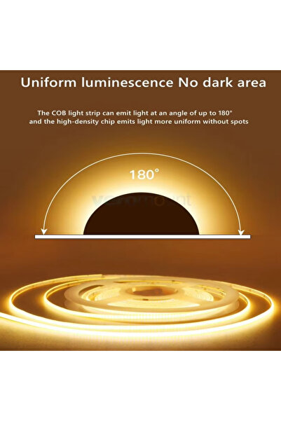 Generic COB Flexible LED Strip Slim 5mm High Bright 400 Led's/m 12V Warm White 5m Roll