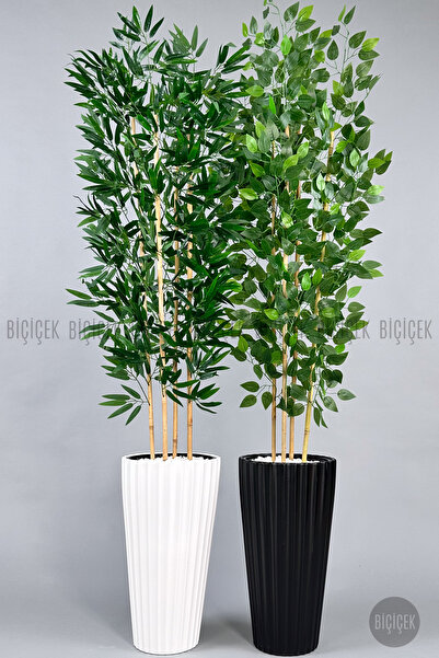 BİÇİÇEK Yapay Bambu ve Benjamin 4 dal Yoğun Yapraklı 180 cm