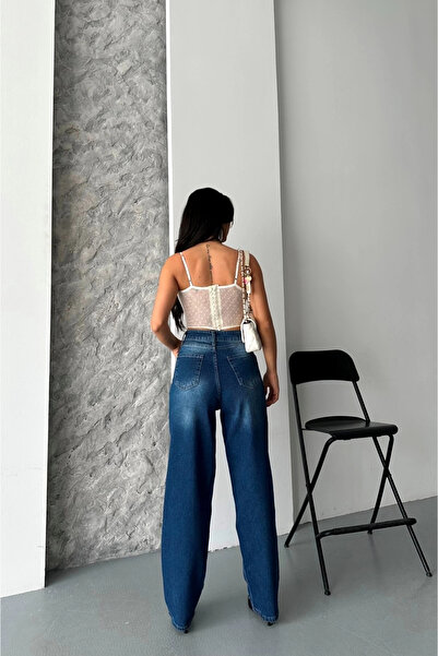 karadağsb Φαρδύ τζιν παντελόνι με μαύρο μπλε χρώμα d2007