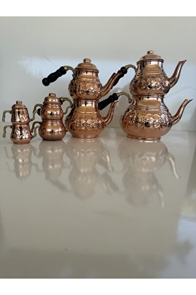 Erişim Bakırhanem طقم إبريق شاي نحاسي من سيبي هوم