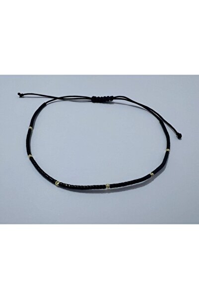 OEM Brățară de gleznă cu șnur, mărgele Miyuki și bilute din aur 14k - Reglabila