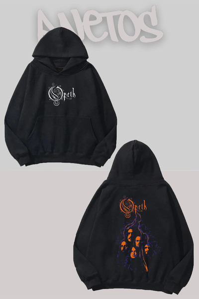 Anetos Opeth 14 Design Negru Față Spate cu imprimeu Swea tricou