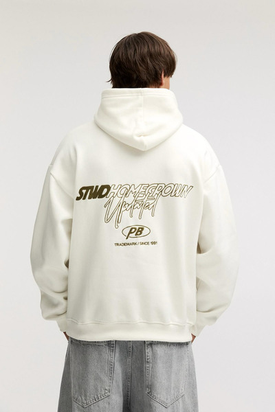 jansogroup STWD BASKILI KAPÜŞONLU 3iplik OVERSIZE SWEATSHIRT BÜYÜK BEDEN