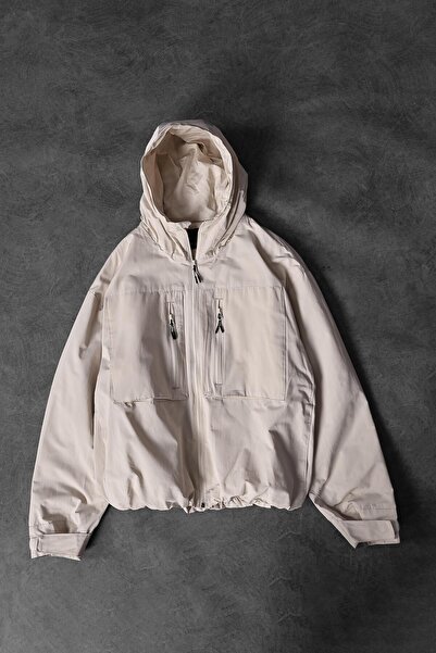 Slatra Men's Beige Filled Parachute Fabric Lined Coat