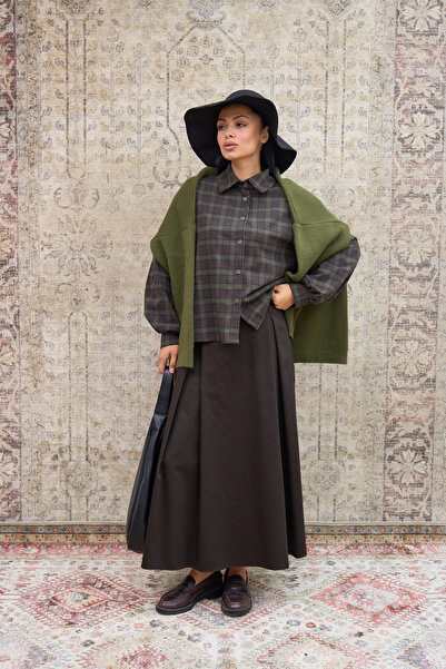 KÜÇÜĞÜM BUTİK Καφέ καρό πουκάμισο