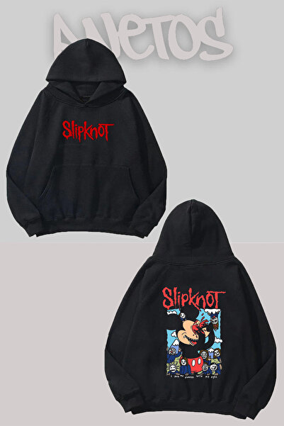 Anetos Slipknot 17 Design Negru Față Spate cu imprimeu Swea tricou