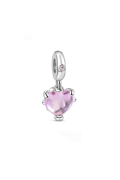 Violet Takı 925 Ayar Gümüş Pembe Aile Ağacı Ve Kalp Sallantılı Charm