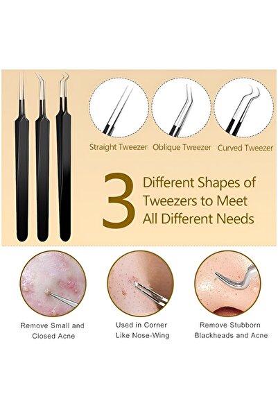 NEO Set 10 Tweezers for Blackhead Extraction Neo™, Acne, Anti-slip and Rust Resistant, Stainless Steel