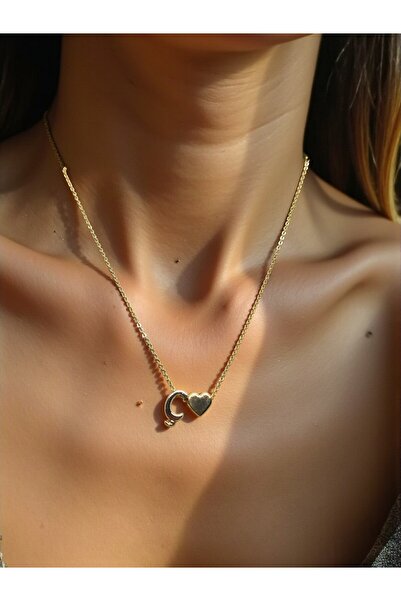 renery Ç Harfi 316l Paslanmaz Çelik Zincir Altın Kaplama Kolye Hediye Kalp Se...