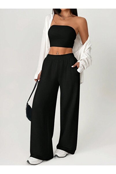 Generic Brand Women's Black Plus Size Baggy Loose Cut Pants Six Stretchy Comf...