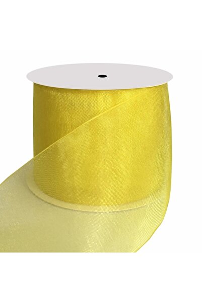 Creativ Deco Plus Panglică de organza, lățime 4 cm, culoare galbenă, rolă 40 m