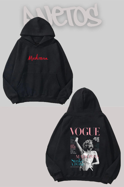 Anetos Madonna 8 Design Negru Față Spate cu imprimeu Swea tricou