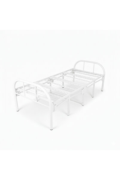 l'elefante Single Size Foldable Metal Platform Bed Frame, 90x190 cm Heavy-Duty Iron Slat Support,