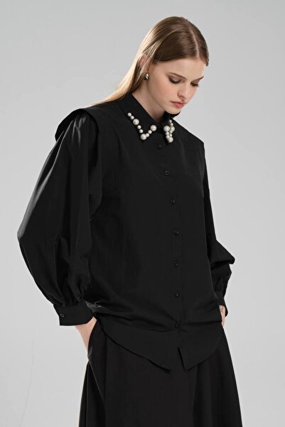 tw3 Cămașă cu mâneci bufante cu detaliu de perle pentru femei