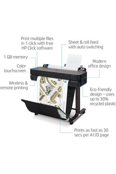 HP DesignJet T630 24-inch Wireless Large Format Printer