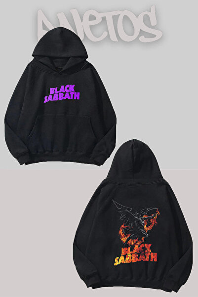 Anetos سويت شيرت بتصميم بلاك ساث 14 مطبوع باللون الأسود من الأمام والخلف