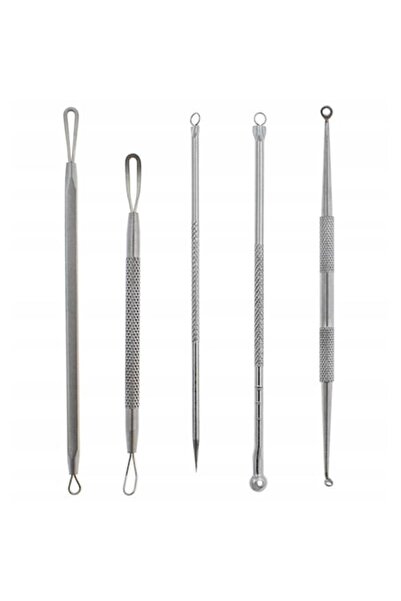 OEM Set de 5 instrumente anti-acnee, Unny Lelany, oțel inoxidabil, argintiu